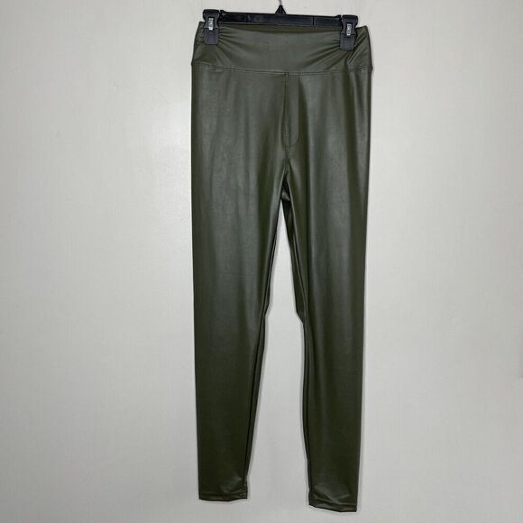 OFFLINE by Aerie Legging Womens Large Olive Green Faux Leather NEW High Waisted - Picture 1 of 11